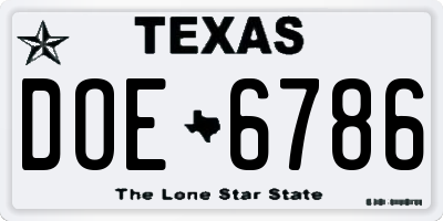 TX license plate DOE6786