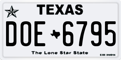 TX license plate DOE6795