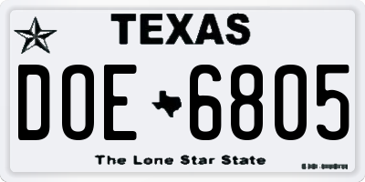 TX license plate DOE6805