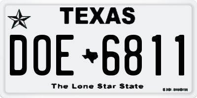 TX license plate DOE6811