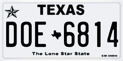 TX license plate DOE6814