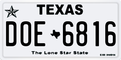 TX license plate DOE6816