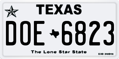 TX license plate DOE6823