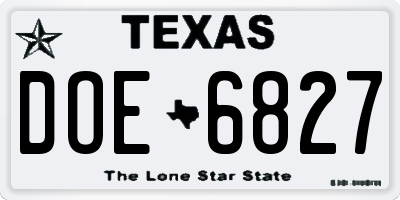 TX license plate DOE6827