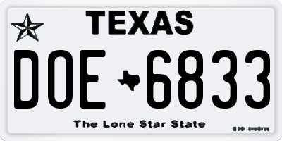 TX license plate DOE6833