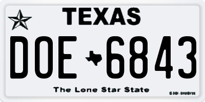 TX license plate DOE6843