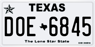 TX license plate DOE6845