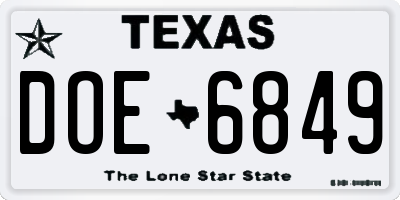 TX license plate DOE6849