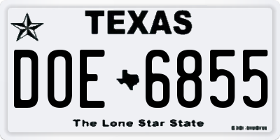 TX license plate DOE6855