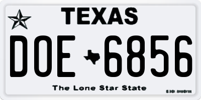 TX license plate DOE6856