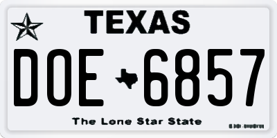 TX license plate DOE6857