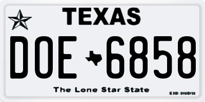 TX license plate DOE6858
