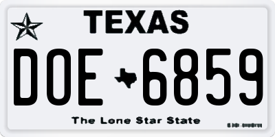 TX license plate DOE6859