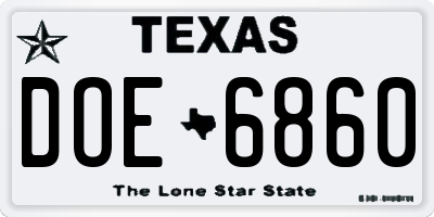 TX license plate DOE6860