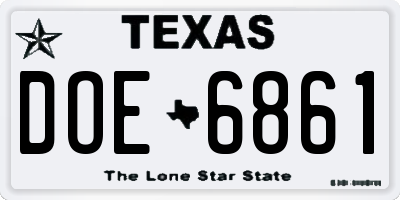 TX license plate DOE6861