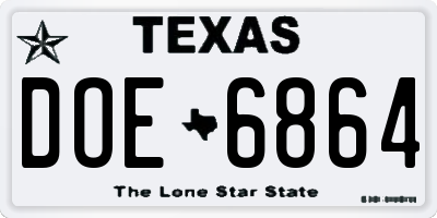 TX license plate DOE6864