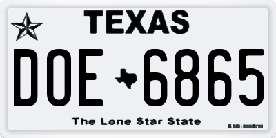 TX license plate DOE6865