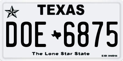 TX license plate DOE6875