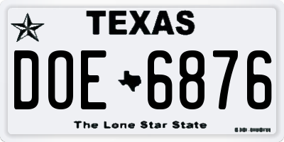 TX license plate DOE6876