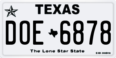 TX license plate DOE6878