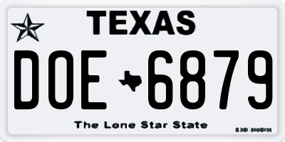 TX license plate DOE6879