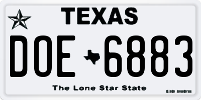 TX license plate DOE6883