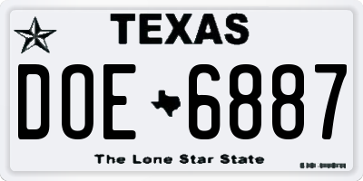 TX license plate DOE6887