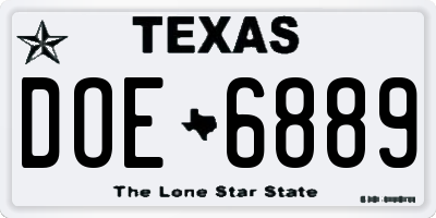 TX license plate DOE6889