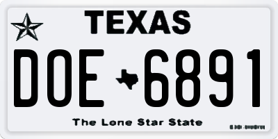 TX license plate DOE6891