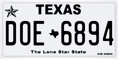 TX license plate DOE6894