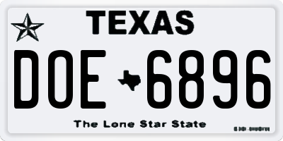 TX license plate DOE6896