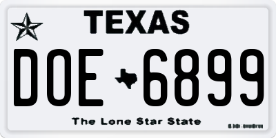 TX license plate DOE6899