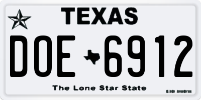 TX license plate DOE6912