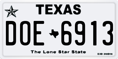 TX license plate DOE6913