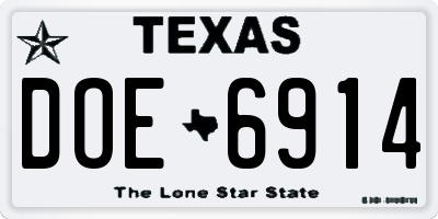 TX license plate DOE6914