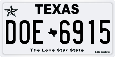 TX license plate DOE6915