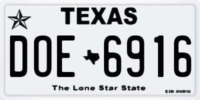 TX license plate DOE6916