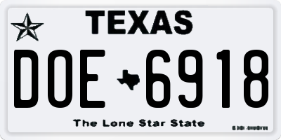TX license plate DOE6918