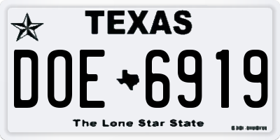 TX license plate DOE6919