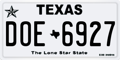 TX license plate DOE6927