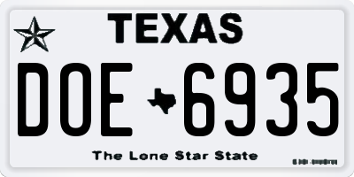TX license plate DOE6935