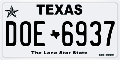 TX license plate DOE6937