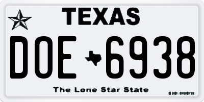 TX license plate DOE6938