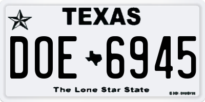 TX license plate DOE6945