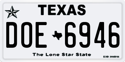TX license plate DOE6946