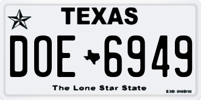 TX license plate DOE6949