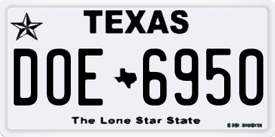 TX license plate DOE6950