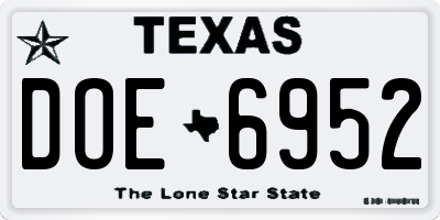 TX license plate DOE6952