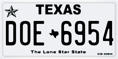 TX license plate DOE6954