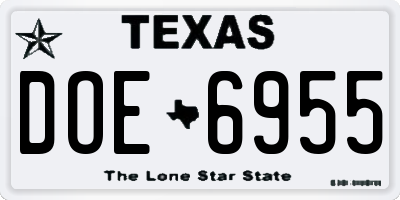 TX license plate DOE6955